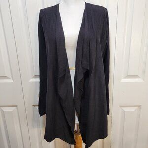 A NEW APPROACH Black Knit Belted Flowy Open Front Cardigan Top sz PS EUC Spring